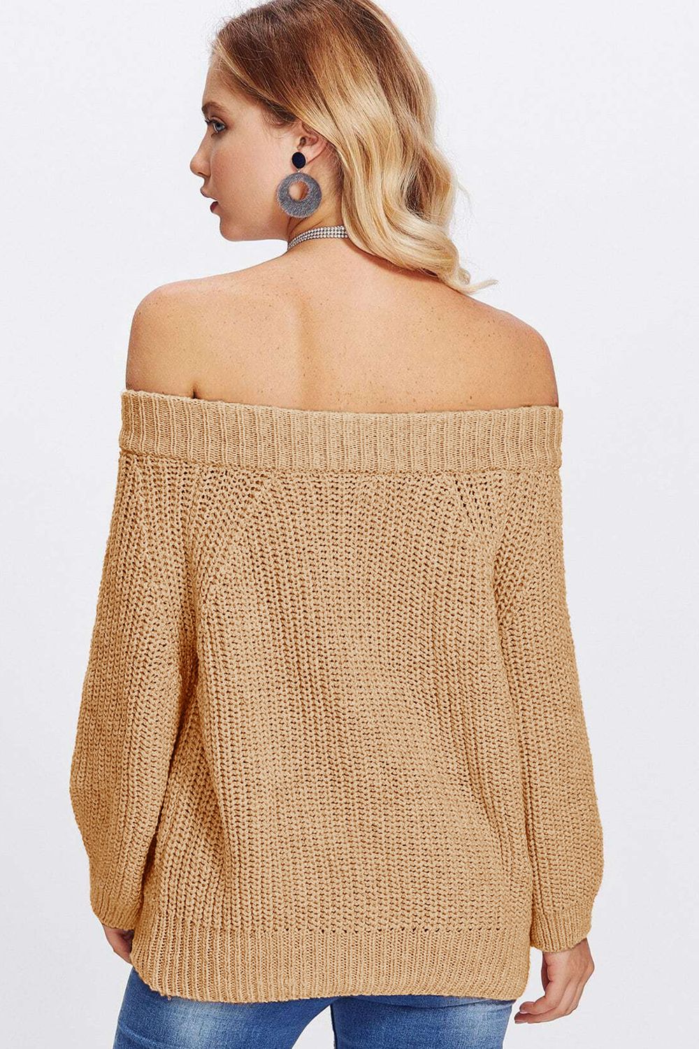 Off-Shoulder Long Sleeve Sweater