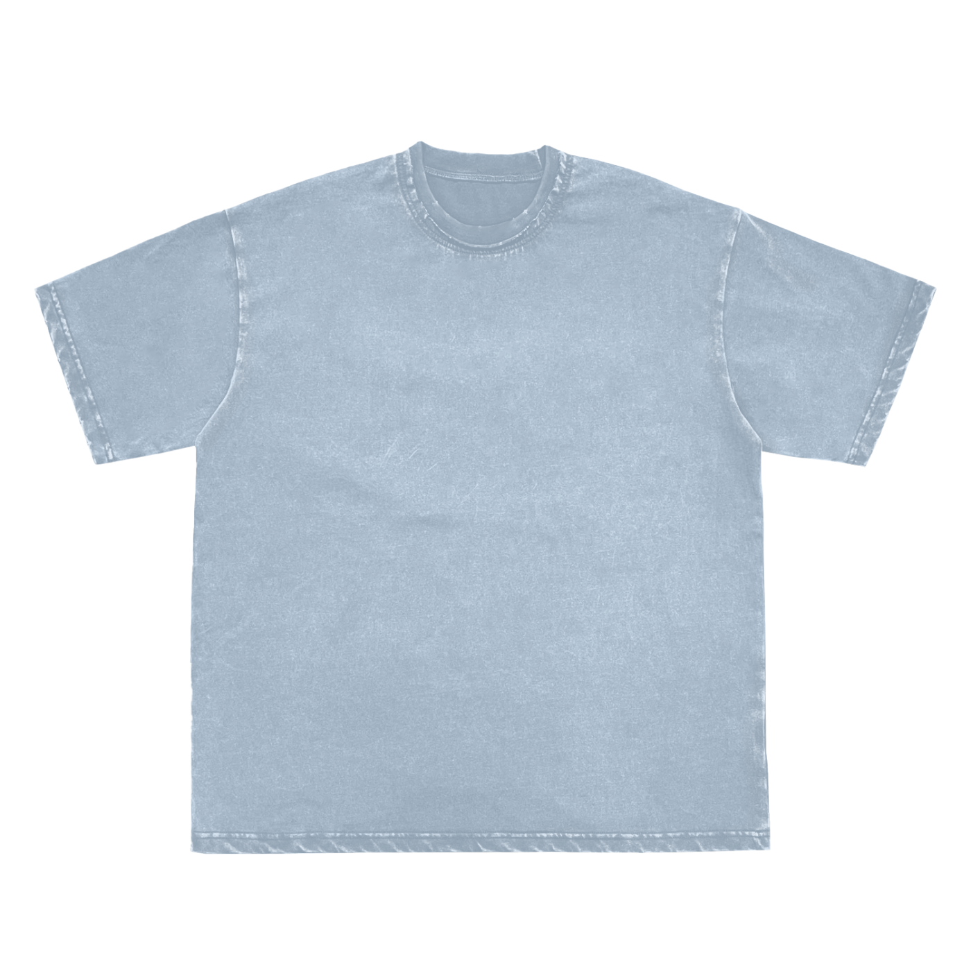 Double Neckline Scattered Edge Frayed Vintage Washed T-Shirt - 250 GSM