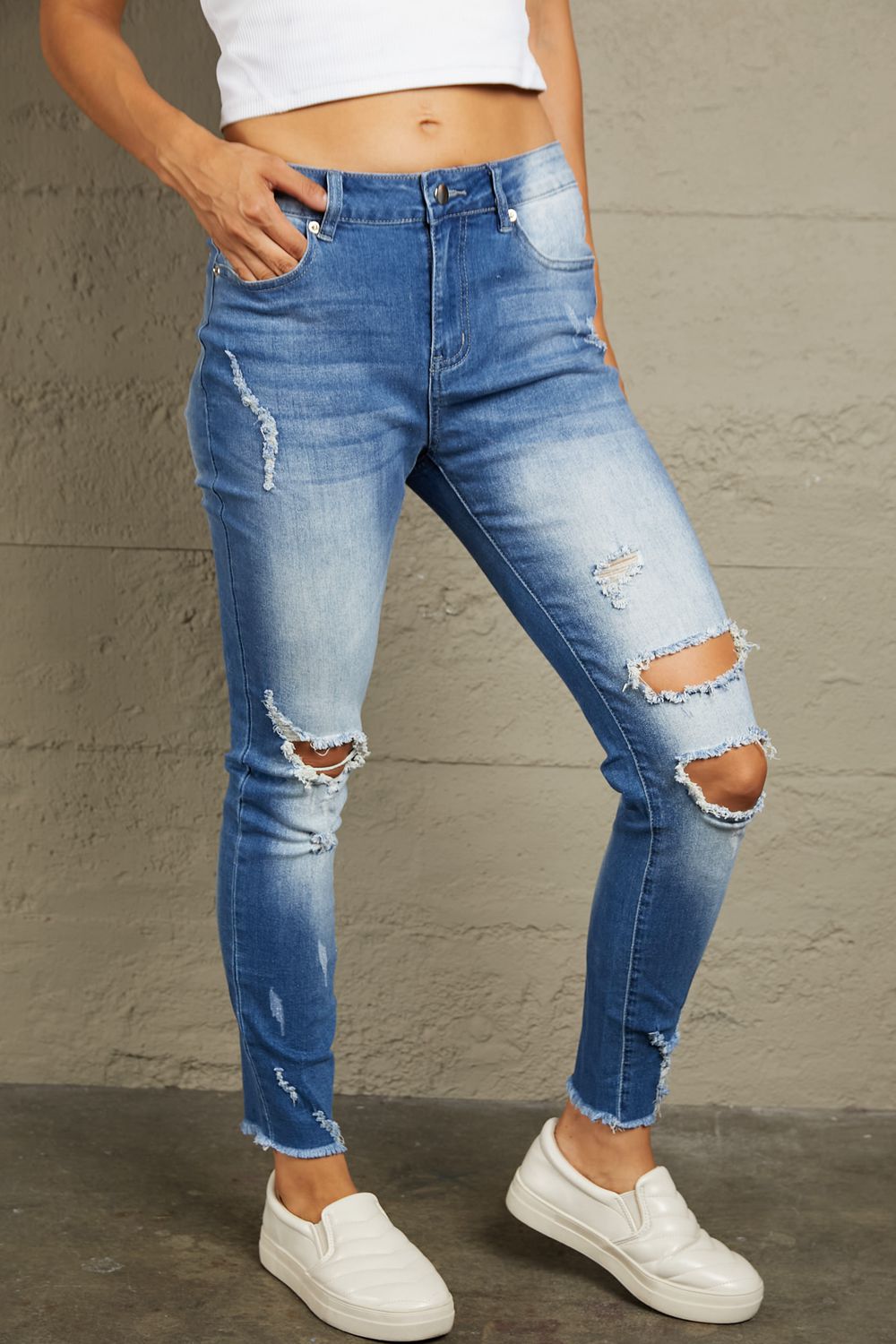 Baeful Faded Mid High Rise Jeans