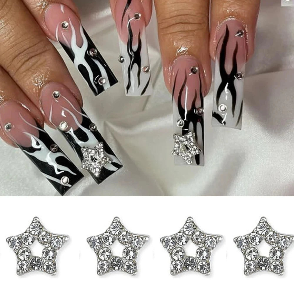 10pcs 3D Silver Pentagram Star Nail Art