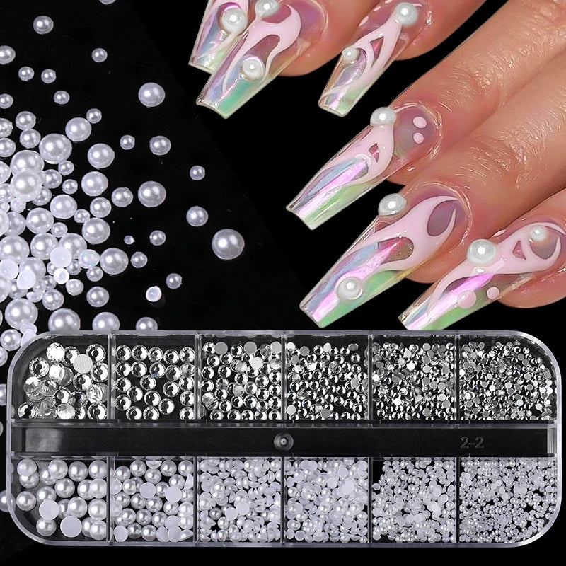 1Box White Pearls Nail Caviar Beads