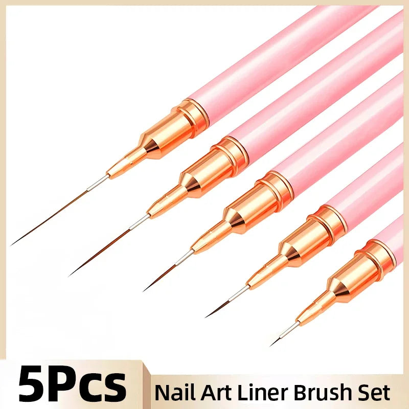 7/9/11/15/25mm Nail Liner Brush Set