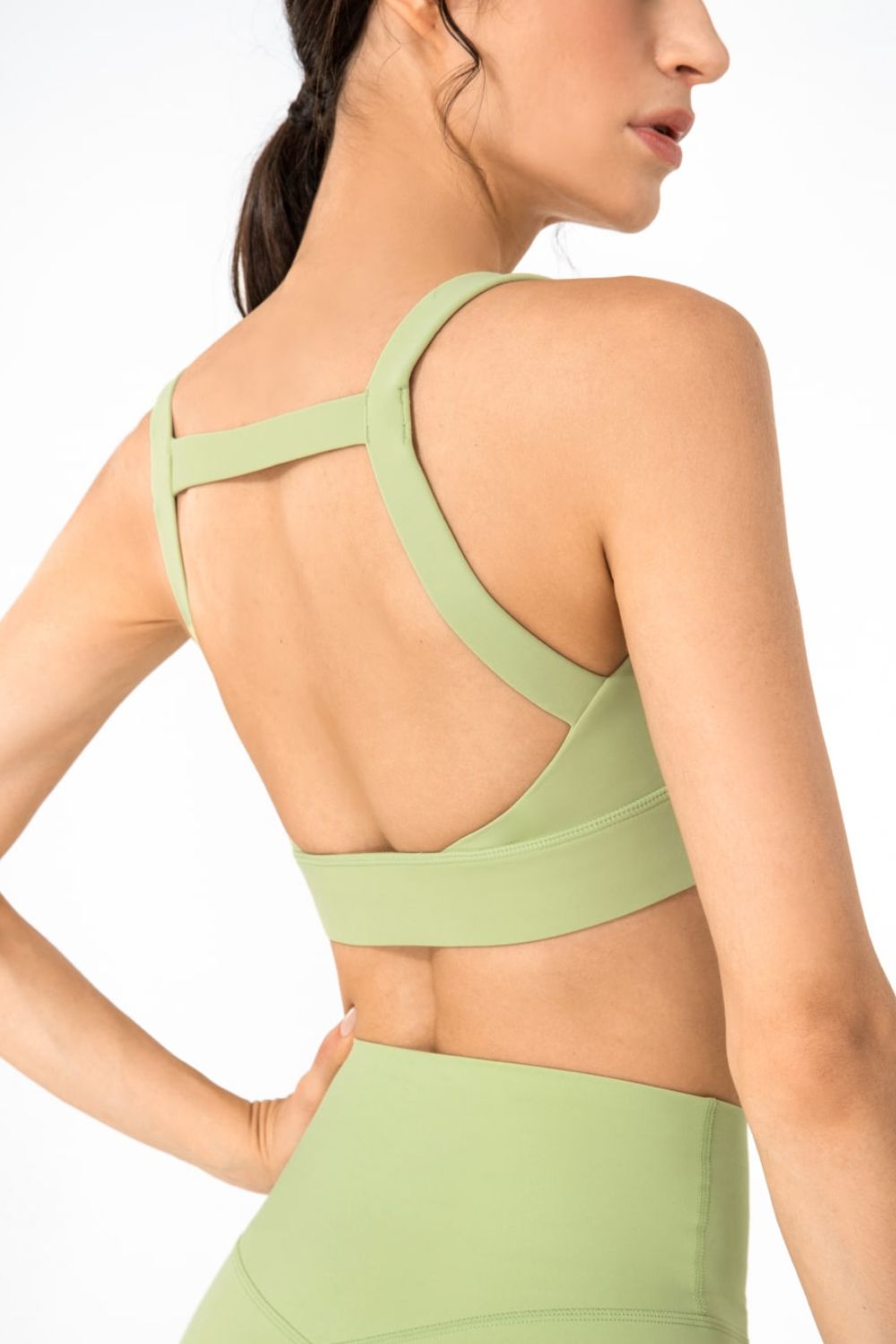 Open Back Pleated Detail Sports Bra