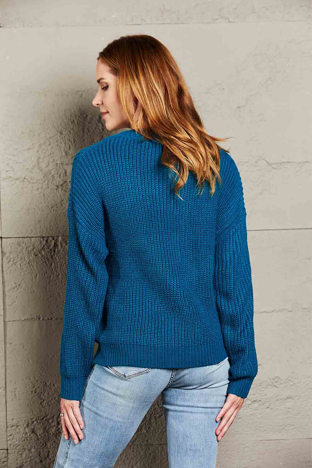 Surplice Neck Dropped Shoulder Sweater