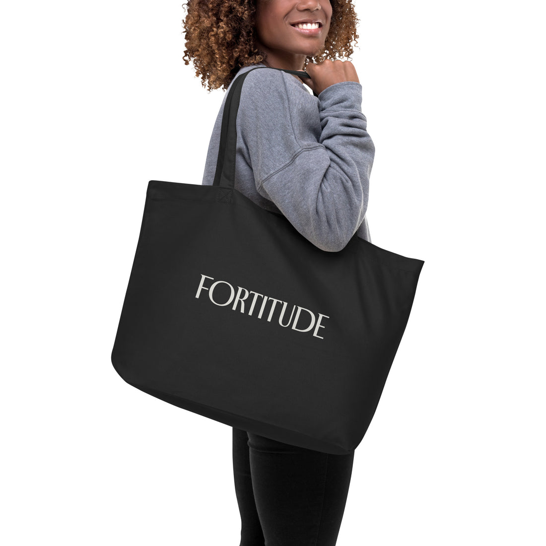 "Fortified by Faith Club" Large Organic Tote Bag