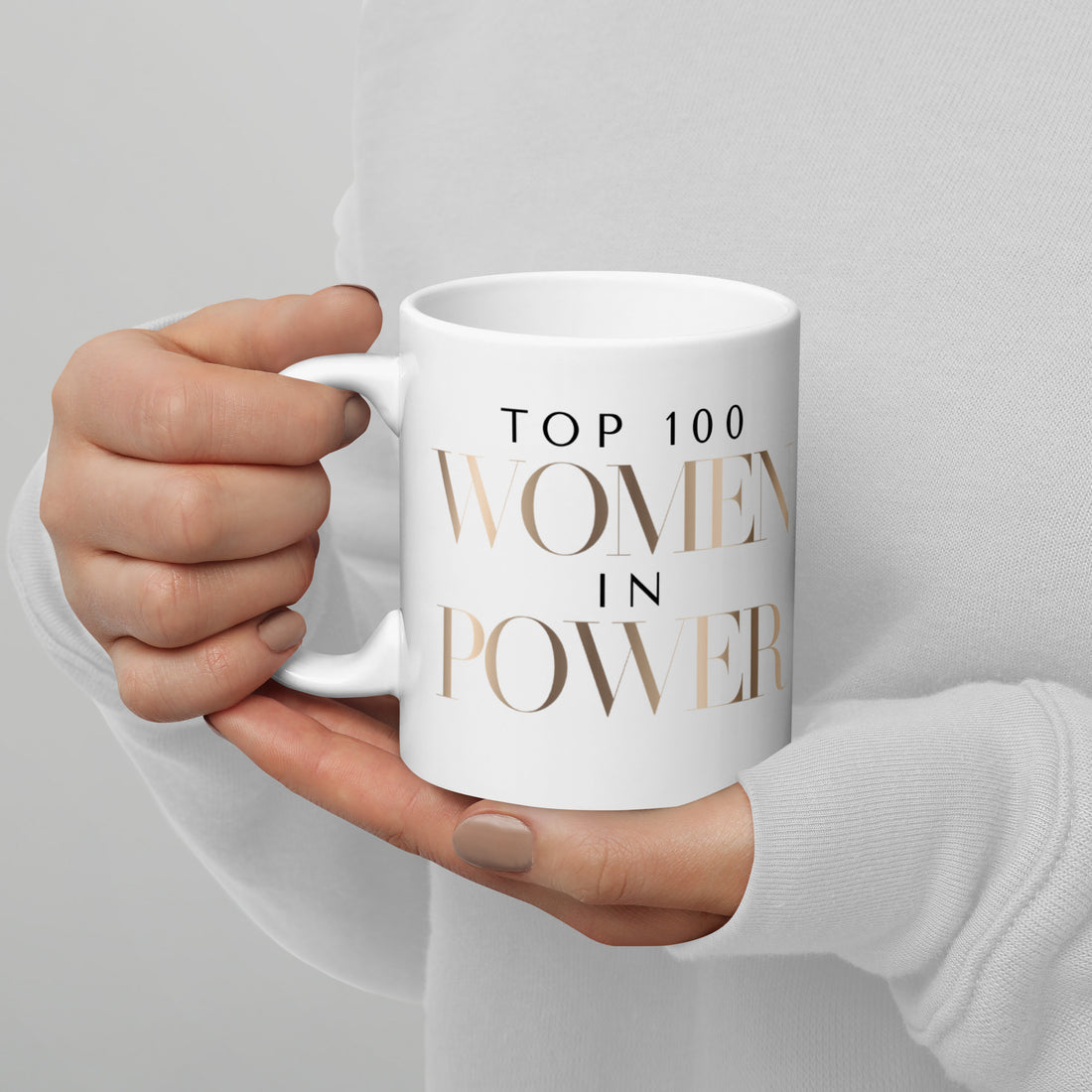 TOP 100 WOMEN IN POWER White glossy mug