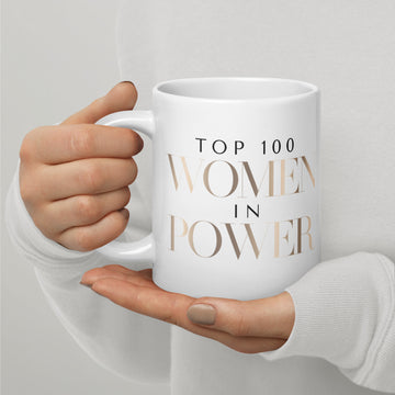 TOP 100 WOMEN IN POWER White glossy mug