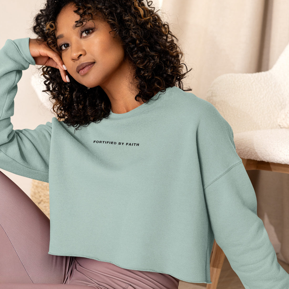 "Fortified by Faith" Crop Sweatshirt